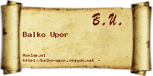 Balko Upor névjegykártya